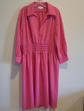 Wray Pink Smocked Waist Shirt Dress Size XL
